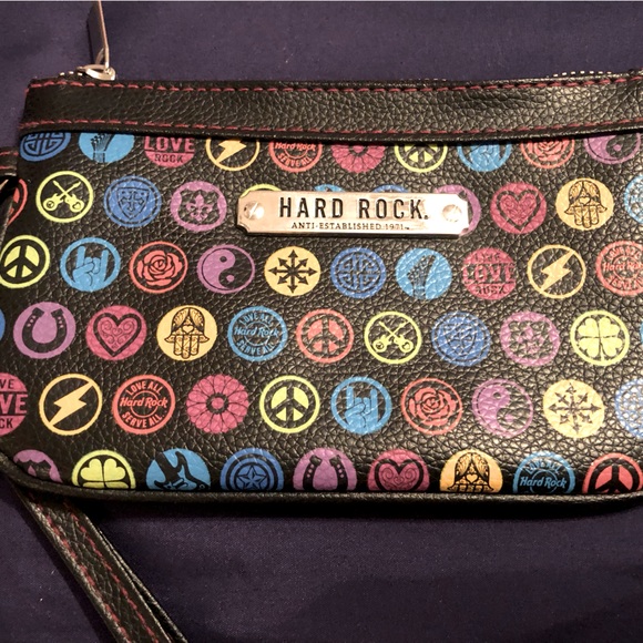 Hard Rock Cafe Handbags - Hard Rock Cafe Black Multicolor Wristlet